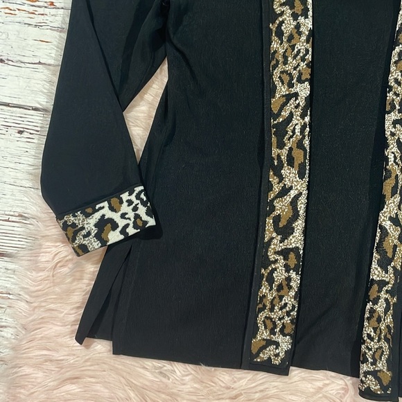 Exclusively Misook Animal Leopard Print Open Front Knit Cardigan - Picture 3 of 7